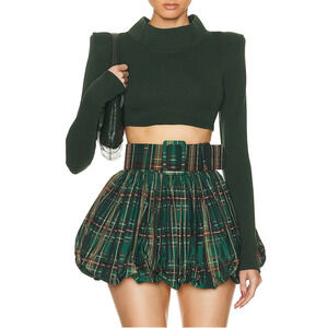 Raisa Vanessa Green Long Sleeve Mockneck Crop Top Size 38